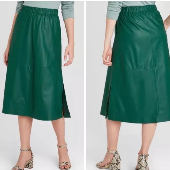 a new day Dresses & Skirts - NWOT A New Day Vegan Leather Green Skirt